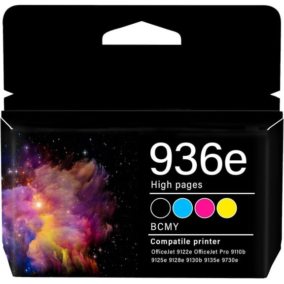 936E Ink Cartridge Works for OfficeJet 9122e OfficeJet Pro 9110b 9125e 9128e 9130b 9135e 9730e Printers (4-Pack)