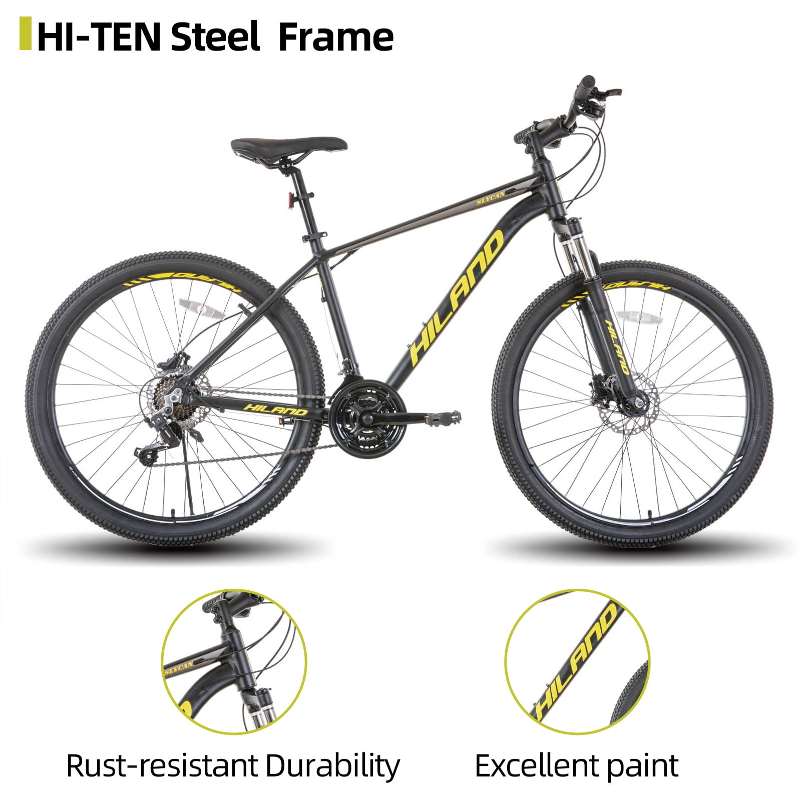 Hiland Aluminum Mountain Bike 21 Speeds MTB,Lock-Out Suspension Fork,27.5 inch Wheel,Mens Mountain Bike Bicycle, Black