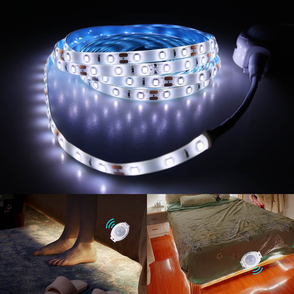 Yi Lighting 16.4ft Motion Activated LED Strip Lights, 12v Plug-in LED Rope Lights Waterproof for Under Cabinet, Kitchen, Stair, Bed, Cold White
