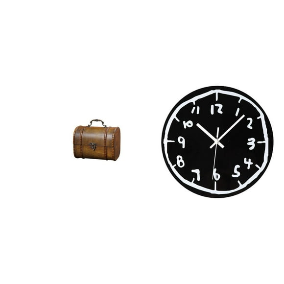 Joyero Vintage De Madera Con Reloj De Pared Acrílico Moderno. Cofre Decorativo Para Guardar Anillos Y Joyas Corporales. Ideal Como Regalo De Cumpleaños. Reloj Minimalista De Arte Para