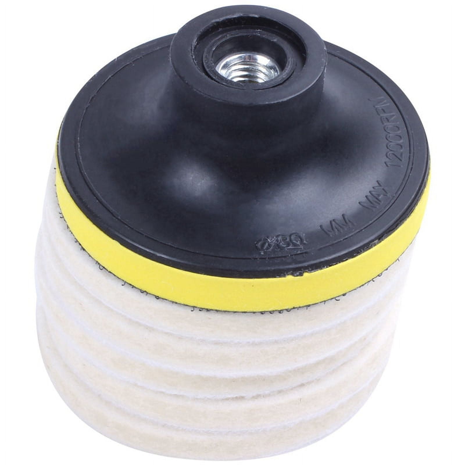 32PC 3Inch 75mm Felt Polishing Pad Windscreen Scratch Repair Glass Polishing Kit,4 x Backing Pad 20 x Rayon Felt Polishing Pads 4 x Polishing cloth(Random Color) 4 x M10 Thread Drill Adapter,white