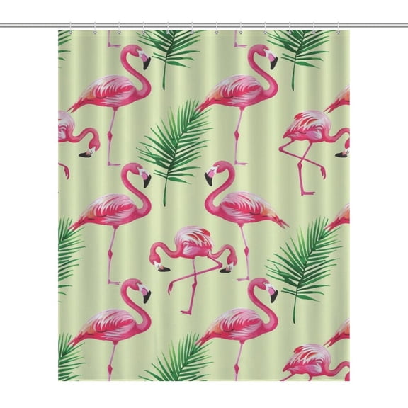 Flamingo Pattern Shower Curtain for Bathroom with 12Hooks, Polyester Fabric Thick Shower Curtain Washable Waterproof Curtain