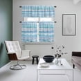 thumbnail image 5 of Summer Kitchen Curtains Valances and Tiers Set of 3 Gradient Blue Wood Grain Rustic Farmhouse Modern Tier Curtains and Valance with Rod Pocket for Small Windows, 27.5"x24", 5 of 9