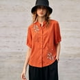 thumbnail image 5 of Shirts Tops for Women Solid Color V Neck Embroidered Casual Tank Top, 5 of 5