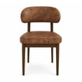 thumbnail image 6 of ClinQ Embossed Fabric Dining Chairs Set of 4, Modern Upholstered Kitchen Side Chair with Curved Back, Wood Legs for Dining Room, Brown, 6 of 10