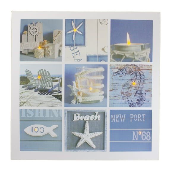 LED Lighted Summer Fun Beach Life Canvas Wall Art 19.75" x 19.75"