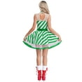 thumbnail image 5 of Aislor Women Christmas Candy Cane Sleeveless Ballet Dance Leotard Stripe Tutu Dress Party Green S, 5 of 7