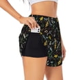thumbnail image 1 of Balery Wasp and Florals Pantalones cortos deportivos para mujer con forro y dos bolsillos, elásticos, para entrenamiento, gimnasio, yoga-X-Large, 1 of 7