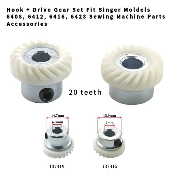 137415    137419Hook   Drive Gear Set Fit Singer Moldels 6408, 6412, 6416, 6423 Sewing Machine Parts Accessories