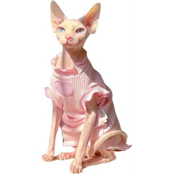 GYTY  Cat Clothes Sphynx Turtleneck Sleeveless Girl Sweater for Small Medium Large Hairless Cats Cornish Rex Devon Rex Peterbald Kittens (X-Large,Pink)