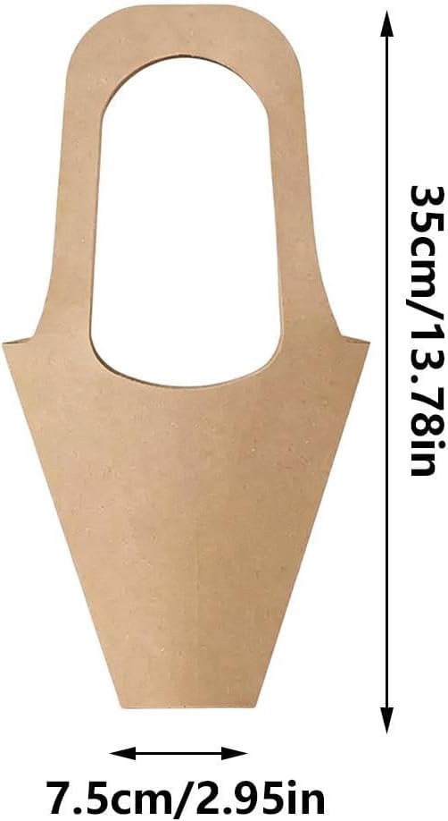 Kraft Paper Cone Bouquet Wrap Bags with Handles – Floral Wrapping Accessories for Weddings & Graduations(RL S 20 PCS)