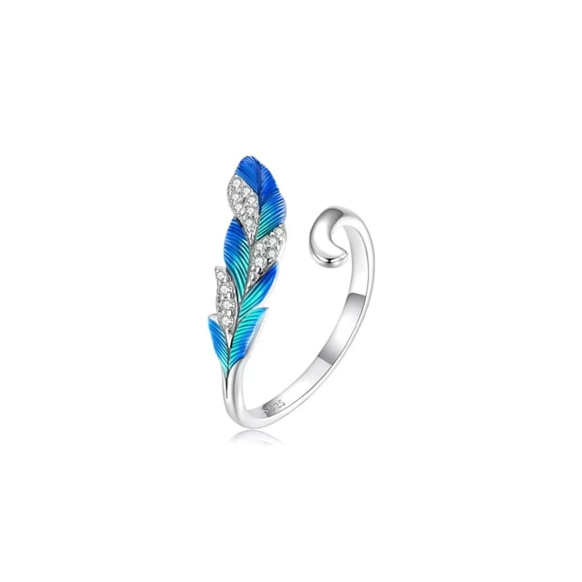 Anillo de plata 925 ajustable con ala multicolor