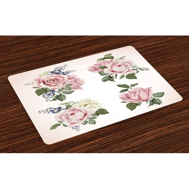 Rose Placemats Set of 4 Springtime Set of Bouquets of Roses Bridal