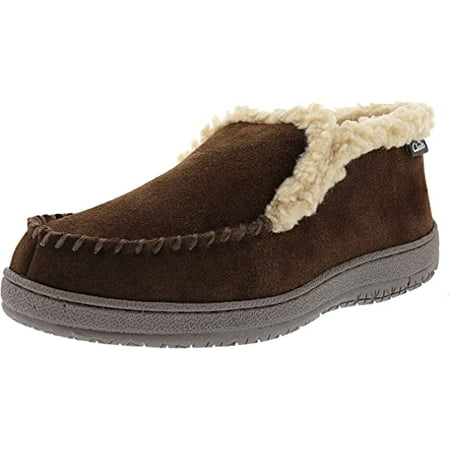 Clarks Brown Suede Moccasin Faux Fur Lining Indoor Outdoor Bootie Slippers (Brown Suede, 13)