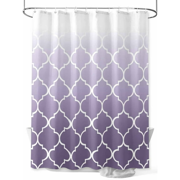 Lavender Purple Shower Curtain, Moroccan Trellis Abstract Gradient Geometric Waterproof Shower Curtain Set with 12 Hooks Lightweight Washable Fabric Shower Curtains for Bathroom 72x84 Inches