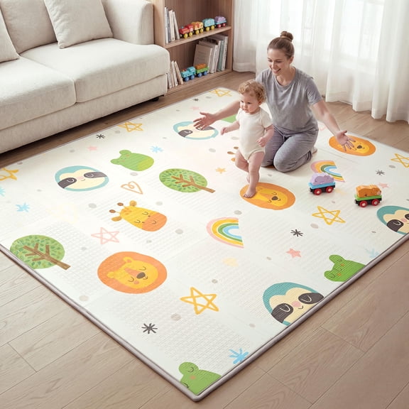 Joyfy Baby Play Mat – Foldable 78"x51" XPE Foam Baby Floor Play Mat with Fabric Surface