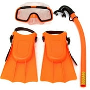 CDAR Children Kids Pack Of 3 Swimming Diving Goggles Snorkel Masks Snorkeling Flippers Set