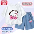 thumbnail image 3 of Sanrio Anime Kawaii Hellokittys Kuromi Tencel conjunto de ropa para niños ropa deportiva de verano para niñas ropa cómoda para niños ropa de descanso para niños, 3 of 5