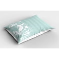 thumbnail image 2 of Ambesonne Nature Pillow Sham 2 Pack, Bird Silhouette on Tree, 26"x20", Turquoise White, 2 of 3