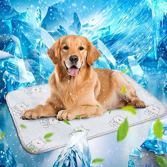 Pet Cooling Mat Ice Silk Dog Bed for Hot Weather, Breathable Heat Dissipation Cat Sleeping Pad with Non-Slip Bottom, Portable Summer Cool Cushion for Indoor Crate and Outdoor Travel, 23.62x39.37in