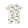 thumbnail image 1 of Pudcoco Baby Boy Summer Romper Cartoon Fish Print Short Sleeves Round Neck Front Zipper Jumpsuit, 1 of 9