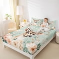 thumbnail image 3 of Castle Fairy Floral Rose Animal Deer Bed Sheets 4-Piece,Watercolor Wildlife Flowers Full Size Sheets,Sage Pink Cream,1 Fitted Sheet, 1 Flat Sheet and 2 Pillowcases, 3 of 6