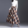 thumbnail image 2 of CAIXIA Long Plaid Skirts for Women High Waist A Line Pleated Fall Maxi Skirts, 2 of 5
