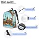 thumbnail image 3 of Disketp Iconic Global Landmarks print Canvas Backpack Lightweight Travel Daypack Student Rucksack Laptop Backpack-Medium, 3 of 5