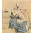 thumbnail image 2 of Samuel Prout 15x16 Gold Ornate Wood Frame and Double Matted Museum Art Print Titled - A Seated Peasant Woman (Before 1841), 2 of 4