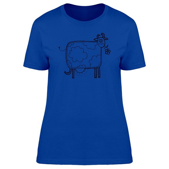Cute Boho Floral Cow Doodle Tee Women's -Image by Shutterstock