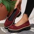thumbnail image 4 of Miluxas Womens Loafers Slip On Casual Chunky Platform Heel Loafers Classic Penny Dressy Comfy Business Work Shoes Wine 9.5(43), 4 of 9
