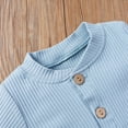 thumbnail image 5 of Maxcozy Summer Newborn Baby Boy Girl Ribbed Outfits Cotton Button Short Sleeve Tops Bodysuit + Shorts, 5 of 12