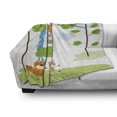thumbnail image 3 of Cartoon Soft Flannel Fleece Throw Blanket, Funny Jungle Creatures Balancing on Each Other Animal Tower in Forest, Cozy Plush for Indoor and Outdoor Use, 70" x 90", Green Blue Orange, by Ambesonne, 3 of 6