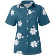 thumbnail image 4 of OAVQHLG3B T shirts for women Summer Casual Button Down Shirt Short Sleeve V-Neck Lapel Floral Print Blouses Summer Casual Tops, 4 of 6