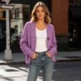 thumbnail image 2 of GEWSEY Womens Open Front Cardigan Sweaters Casual Cable Knit Long Sleeve Button Down Chunky Loose Fall Sweater (Purple, XL), 2 of 9