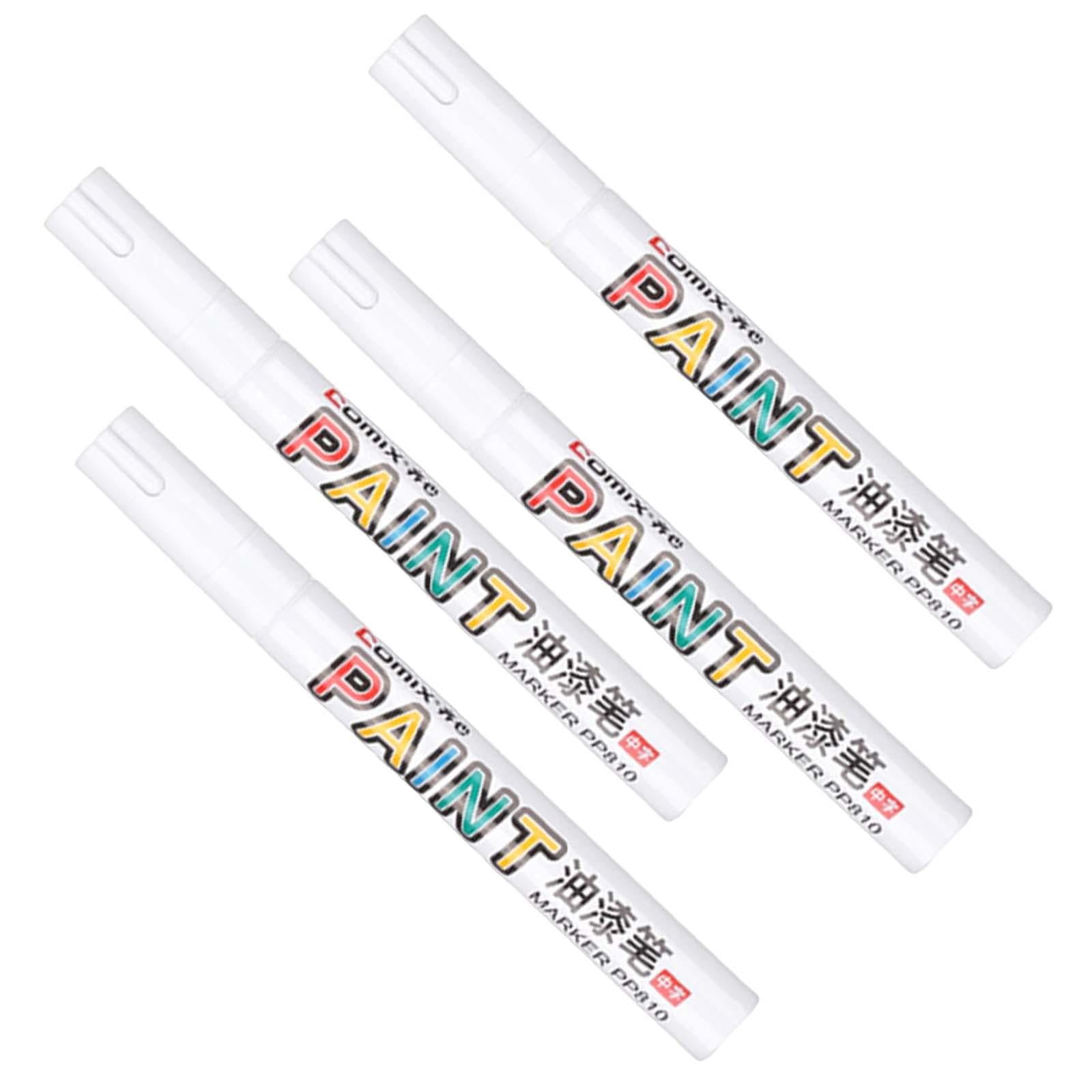 Permanent Paint Markers Pens, White Oil Based Paint Pens, Medium Tip, Quick Drying and Waterproof Marker Pen for Metal, Rock, Wood, Fabric,Mugs, Stone