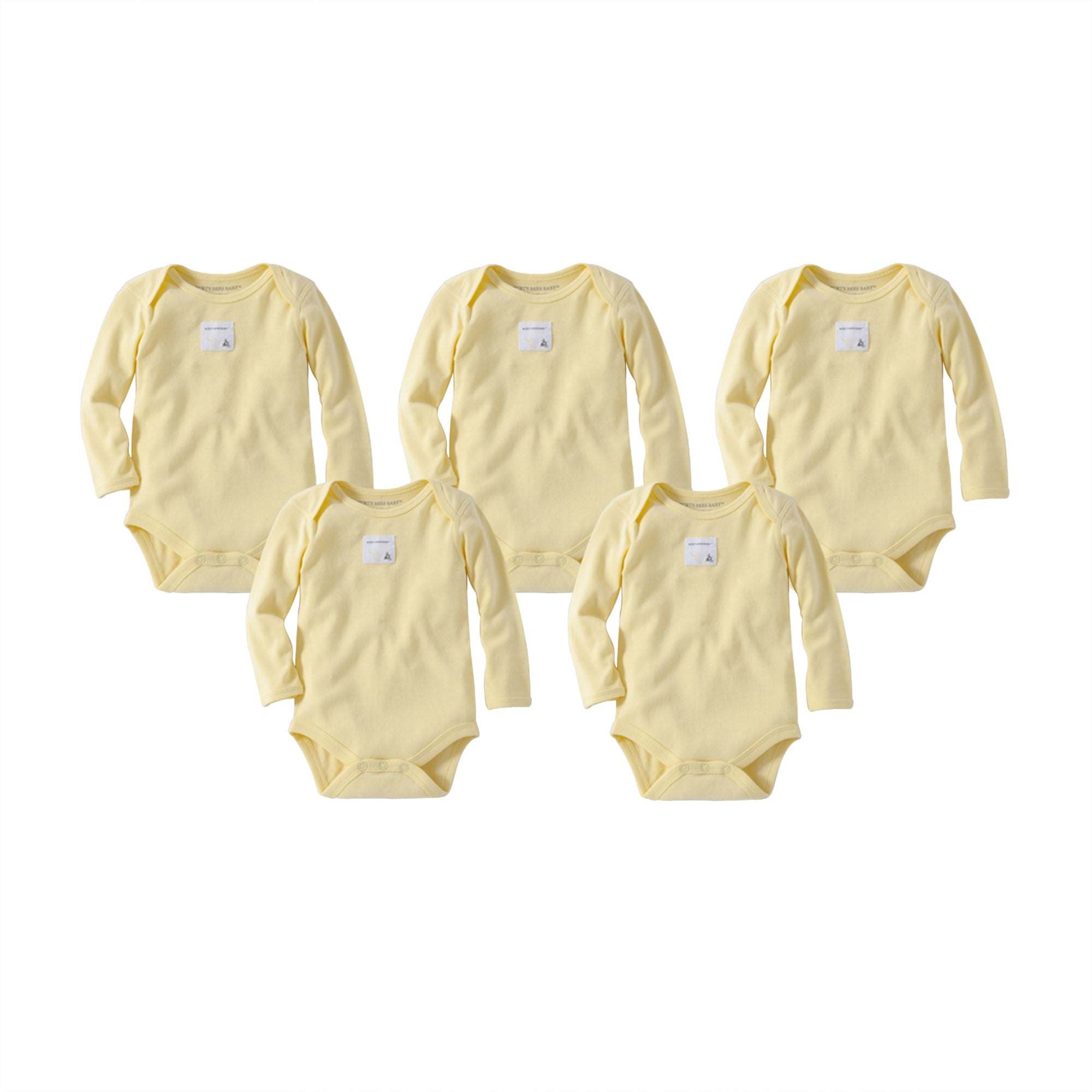Burt's Bees Baby Organic Long Sleeve Bodysuits, 6M, Sunshine 5Pack