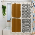 thumbnail image 3 of Brown Long Shower Curtain Set, Waterproof Shower Curtains for Bathroom, Modern Painting Farmhouse Striped Abstract Art Washable Fabric Bath Curtain for Bathtub Decoration with Hooks 72x84 Inches, 3 of 9