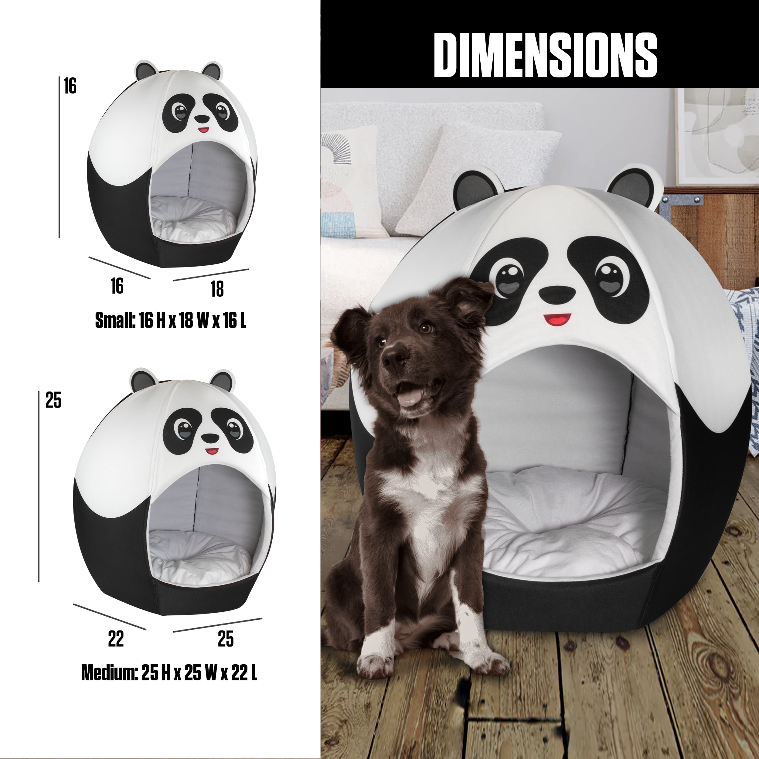 Maccabi Art Panda- Igloo Pet Bed for Dogs, Cats - Medium