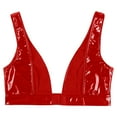 thumbnail image 5 of Sxiwei Women's Wet Look Pu Leather Bra Top Plunging Tank Crop Top Vest Bustier Rave Dance Bra Red M, 5 of 5