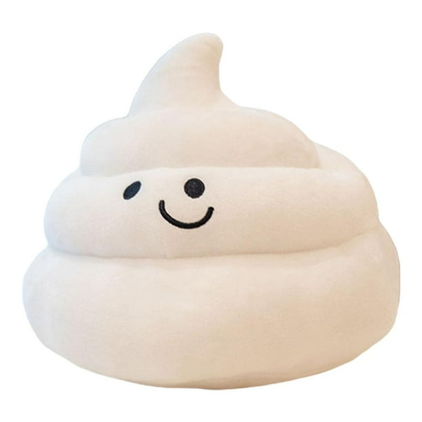 Lindo juguete de peluche de caca, cojín abrazable, muñeco de peluche con emoticono para decorar el sofá. blanco