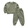 thumbnail image 3 of Godderr Toddler Kids Baby Boys Girls Tracksuit 1-10 Years Solid Color Pullover Sweatshirt Jogging Pants Suit Fall Casual Set 2PCS, 3 of 5