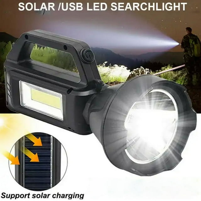 KOMI New super bright searchlight LED flashlight Outdoor solar rechargeable hand lamp Household emergency flashlight