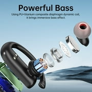 Cshidworld Wireless Headset Sports Bluetooth Headset 5.3, 40 Hour Stereo with HD Microphone, On-Ear Earbuds with Ear Hook, IP7 Waterproof Headset for Fitness/Running