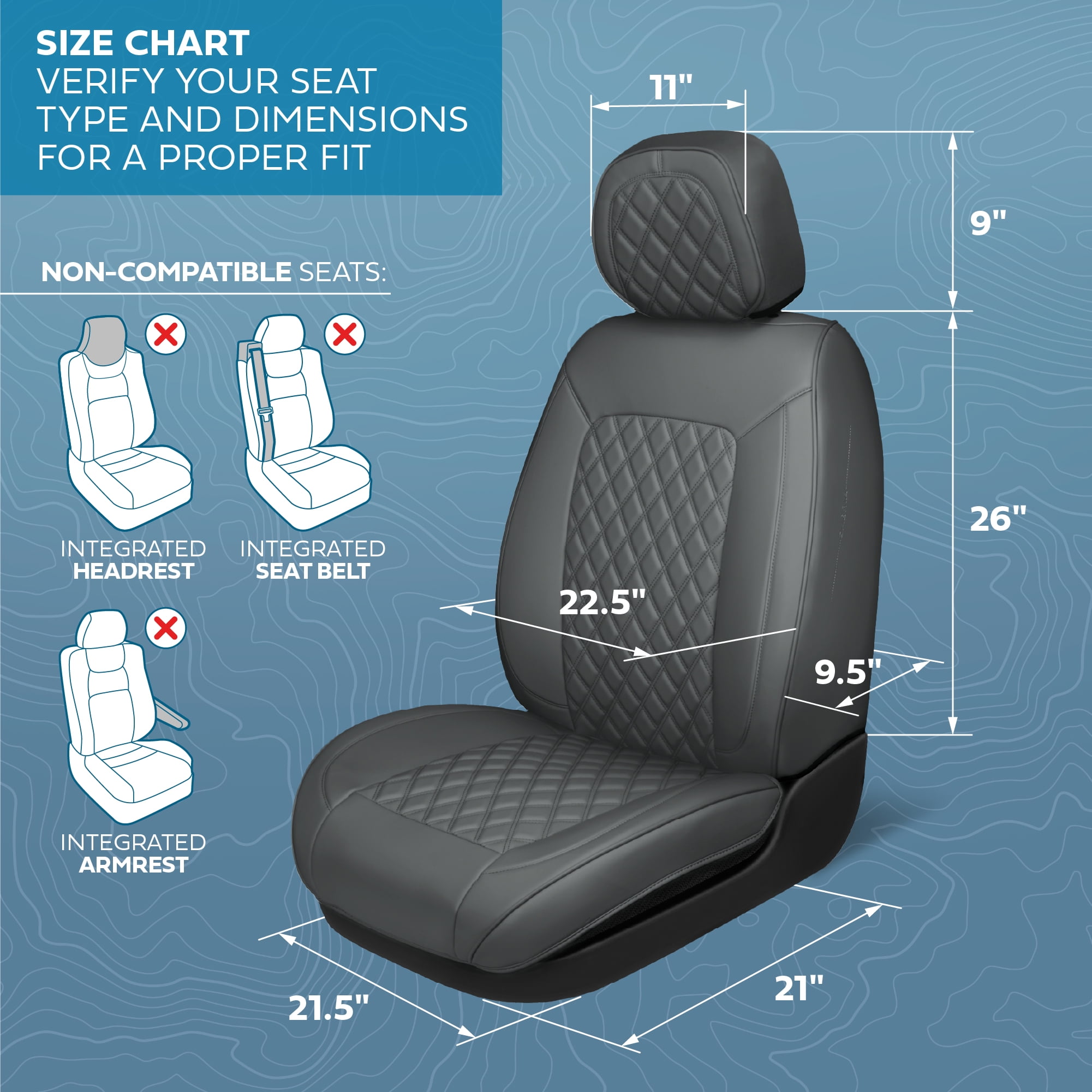 MotorBox Prestige Edition Napa Leather Seat Covers Full Set - Gray Car Seat Covers Front Seats and Back Car Seat Protector, Waterproof and Universal Fit for Most Small to Medium Autos, Trucks & SUVs