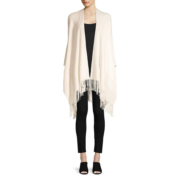 Ribbed Fringe Ruana Wrap - Walmart.com