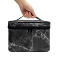 thumbnail image 3 of HELLHERO Grey Stone Texture Polyester Multifunctional Large Capacity Makeup Bag Brush Slots Portable Makeup Cosmetic Bag Organizer Zipper Office Cosmetic Storage, 3 of 6