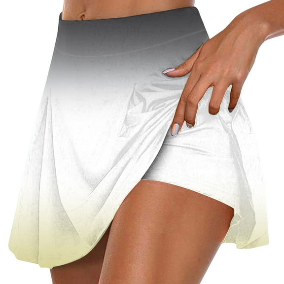 Simua Women's Ombre Gradient Pleated Skort | Two Piece Athletic Yoga Shorts for Beach & Casual Wear