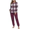 thumbnail image 2 of Mifsaly Fleece Lounge Sets for Women Plaid 2 Piece Winter Pjs Raglan Long Sleeve Crewneck Sleepwear Loose Cozy Nightwear Casual Pants with Pockets Sherpa Homewear Fit Home Going Out, 2 of 7