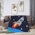 thumbnail image 6 of DouZhe Ultra-Soft Micro Fleece Lightweight Flannel Bed Blanket, Space Spacecraft Rocket Print Cozy Warm Throw Blankets, 50"x40", 6 of 7